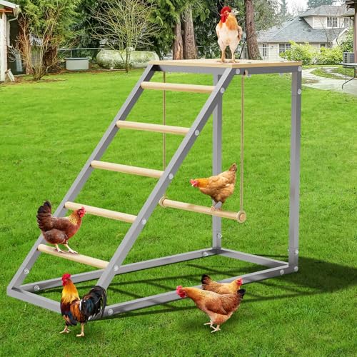 Roosting Bars for Chickens in Coop, Chicken Perch for Coop, Chicken Roosting Bars with Swing and Ladder for Backyard Farm, Easy to Clean, (37.6"x15.7"x27.5")