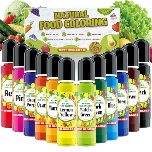 Natural Food Coloring - 12 Colors FD&C & Artificial Dye Free Plan...