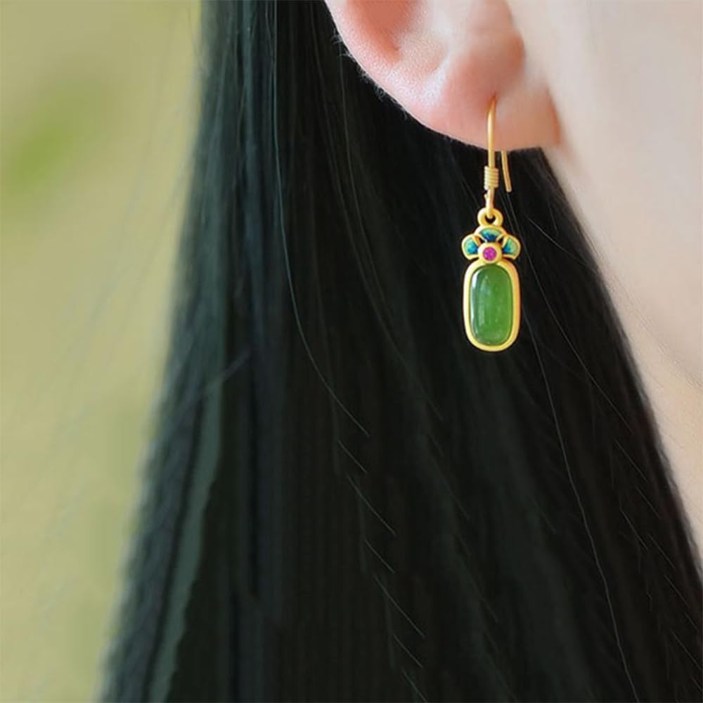 S925 Silver And Gold Plated With Natural Wada Jasper Square Burnt Blue Earrings for Women Yoga Genuine