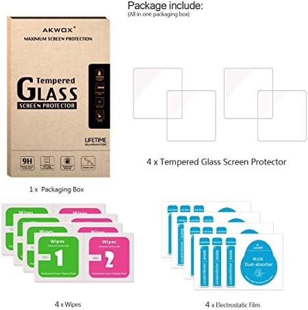 AKWOX (Pack of 4) Tempered Glass Screen Protector for Fitbit Blaze Smart Watch [0.3mm 2.5D High Definition 9H] Premium Clear Screen Protective Film for Fitbit Blaze