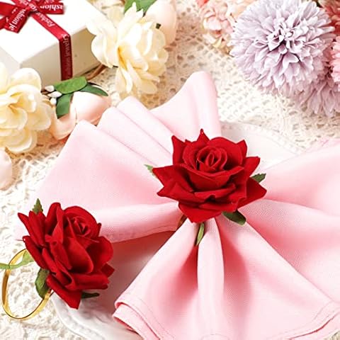 Honeydak Set of 8 Rose Napkin Rings Cover