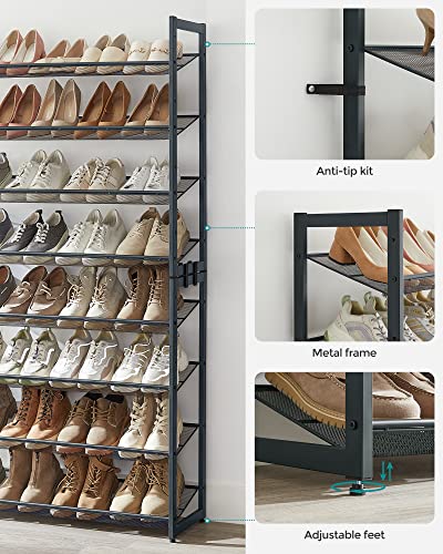 SONGMICS-Metal-Shoe-Rack-8-Tier-Shoe-Orgainzer-Holds-32-40-Pairs-Set-of-2-Stackable-Shoe-Shelf-for-Garage-Adjustable-Flat-or-Angled-Shelves-Charcoal-Gray-DARREN-Collection-ULMR08GB