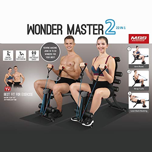 SYOSIN 22 in 1 Sit-Up Exerciser Ab Machine Workout Fitness Equipment Home Gym with Rowing Machine Compatible Men Women (1)