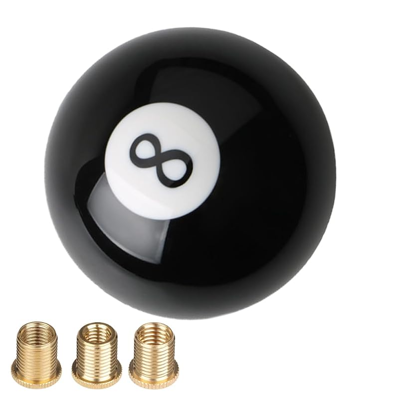 Manopla de Câmbio Redonda YRMST Estilo Bilhar Retro Preta black 8 com Adaptador