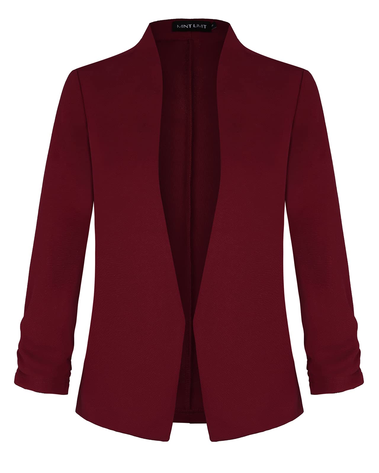 Unifizz Womens Collarless 3 4 Sleeve Lightweight Blazer Slim Work Office Business Jacket