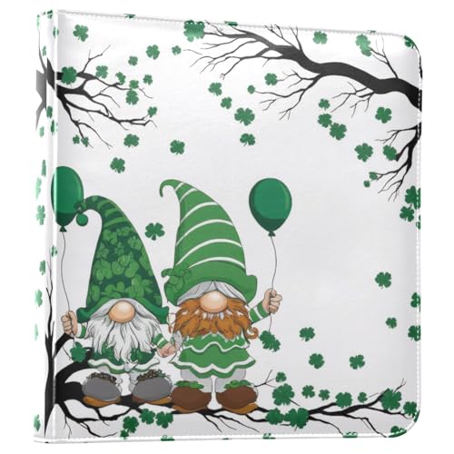Álbum de Fotos Autoadhesivo DIY con Anillas, Diseño Hoja de Trébol y Gnomo para el Día de San Patricio, 40 Páginas, 8x10 para Recuerdos miniatura 1