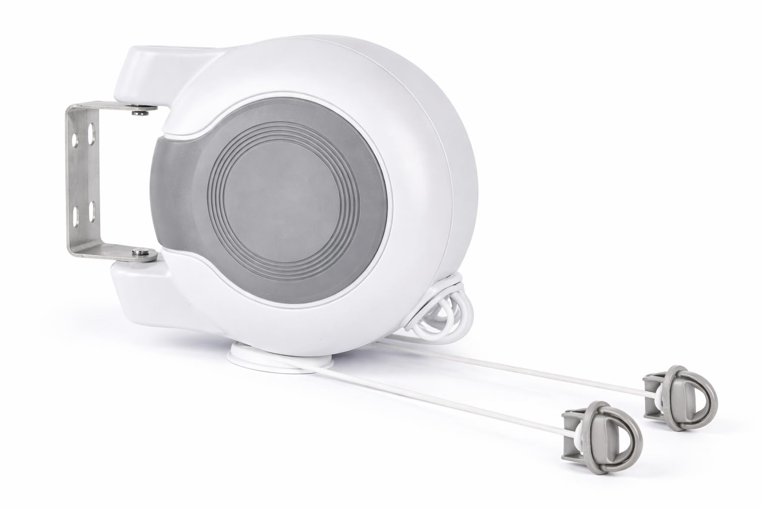 Retractable Clothes Line Wall Mounted, 30 Metres Twin Cable (2 x 15m), Heavy Duty Indoor Outdoor Washing Line, Space Saving Laundry Dryer, White
