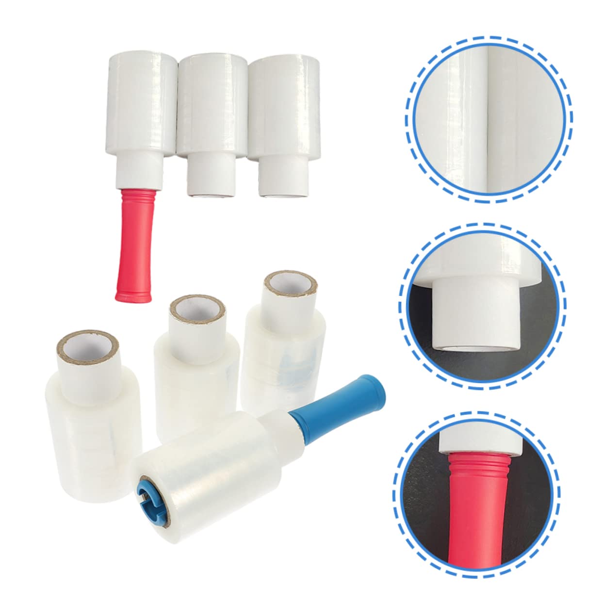 Gadpiparty Membrana de Manija Retráctil Rollo de Film Estirable Transparente para Mudanzas Film Industrial con Asa Color Aleatorio para Embalar Cajas y Objetos Grandes