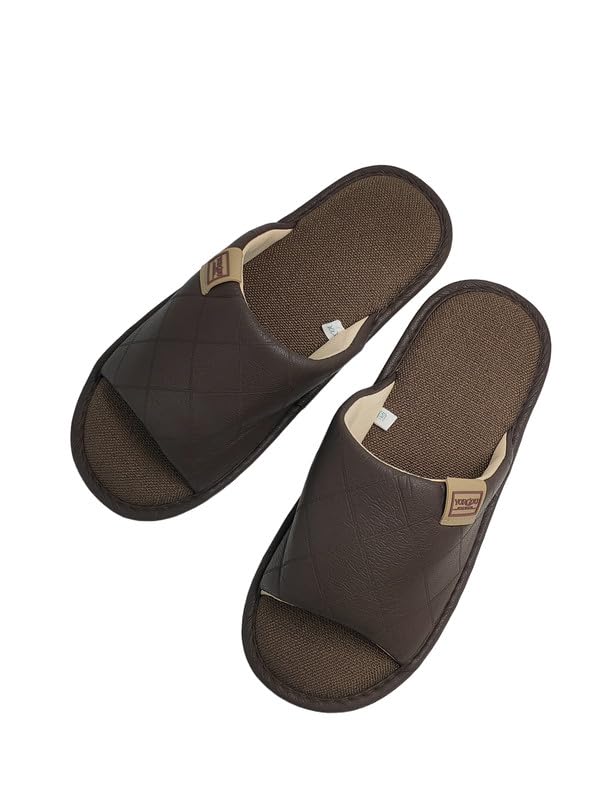 Light Vintage Faux Leather Slippers - Breathable, Unisex, Minimalist Home Use, Non - Slip3