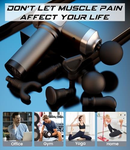 Image of Deep Tissue Massage Gun, Portable Percussion Muscle Massager with 30 Speeds & 6 Attachments, Handheld Electric Back & Neck Massager for Pain Relief