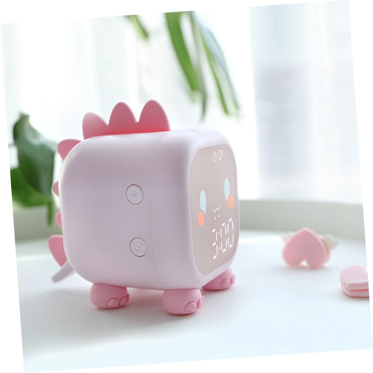 Ciieeo Kinderwecker mit LED Nachtlicht USB Schlafgeräuschen und Nickerchen Timer Rosa aus Abs und Silikon für Schlafzimmer