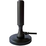 QFX ANT-23 HDTV Indoor Antenna Receives 360° Signals Up to 40 Mile Range, Support 4K Ultra HD, HD, DTV, VHF, UHF, HDTV 1080P, 1080I, 720P with Magnetic Base Magnetic Base