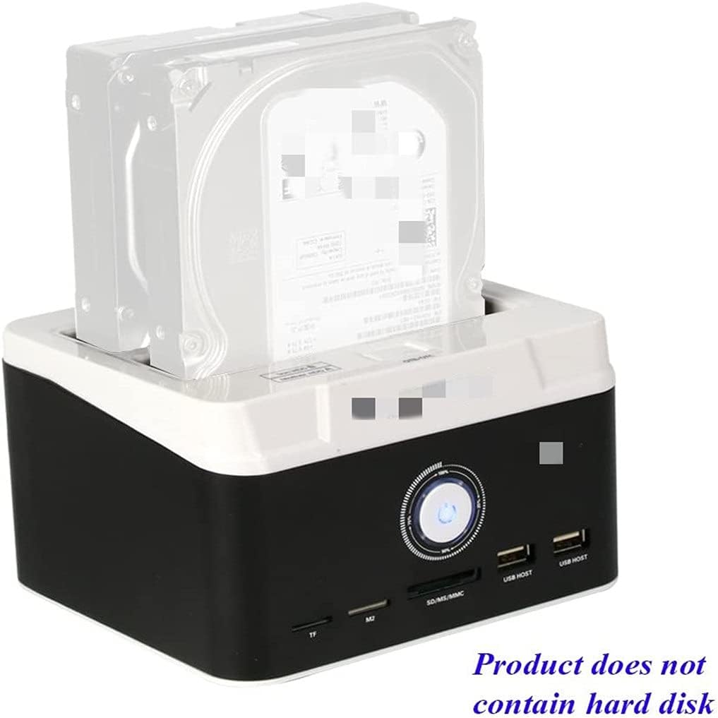 USB 3.0 to SATA Dual Slots Hard Drive Docking Station with USB 2.0 Hub and Card Reader for 2.5 3.5 Inch HDD SSD SATA