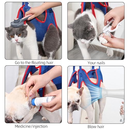 Pet Grooming Hammock and Harness for Dogs and Cats - Nail Clipping, Bathing, Cutting Loop (S), Blue and Purple - Image 3
