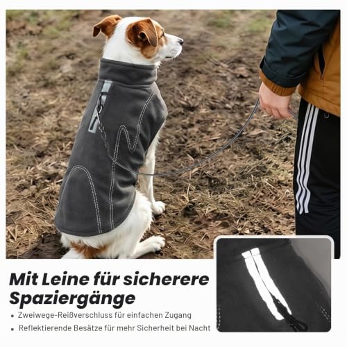 VIVAGLORY Wintermantel Hund Cozywrap Hundemantel Fleecemantel, XXS, Grau