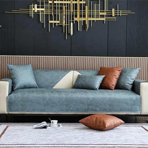 Housse de canapé d'angle imperméable bleu 90x210 cm - 3