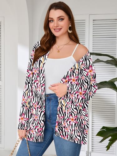 Image of AusLook Plus Size Lightweight Cardigans for Women Open Front Pockets Jacket