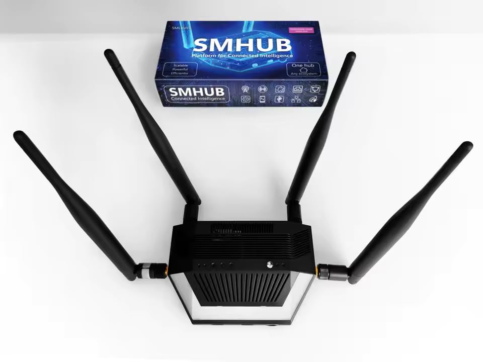 LINEOPS SMHUB Essential - Hub Domótico Multiprotocolo Zigbee 3.0, Thread, WiFi 6 y Bluetooth a Ethernet y USB, funciona con Zigbee2MQTT, Home Assistant, Matter & HomeKit (SMHUB Essential)