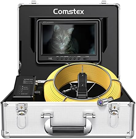 Sewer Camera 165ft/50m, Comstex Sewer Inspection Camera 9 inch LCD Monitor with DVR, Video Pipe Inspection Equipment IP68 Camera with 12 LED Lights, Sewer Drain Camera for Plumber, Homeowners