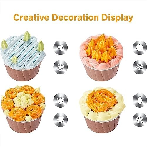 Juego De 55 Boquillas De Acero Inoxidable Para Glaseado Con Boquillas Decorativas, Clavos De Flores Y Acoplador Para Decoración Profesional De Pasteles, Cupcakes Y Repostería.