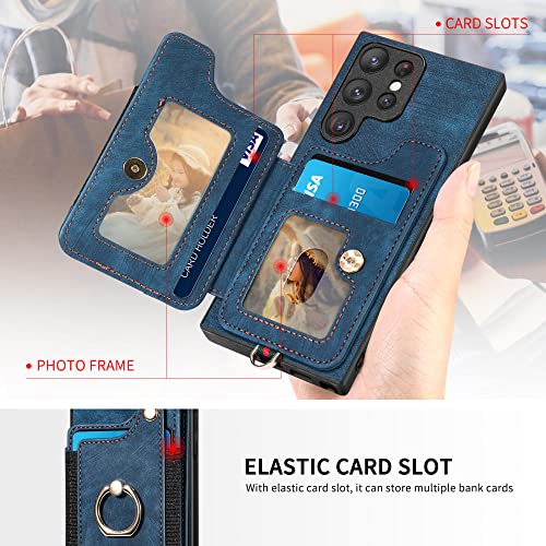 Carcasa Samsung S21 Plus azul cuero soporte anillo imán 6