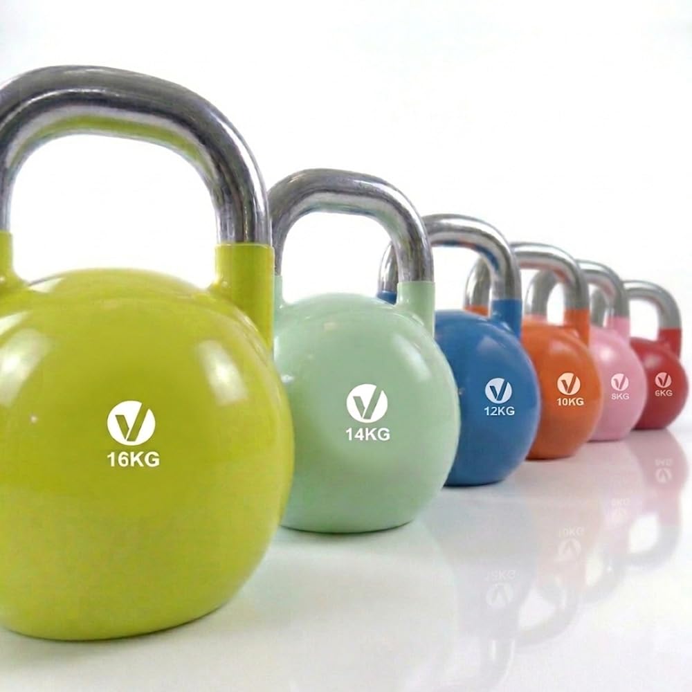 Set Kettlebells de Competición 6-16 kg | Pesas Rusas de Acero Profesional | Tamaño Uniforme Cross Training