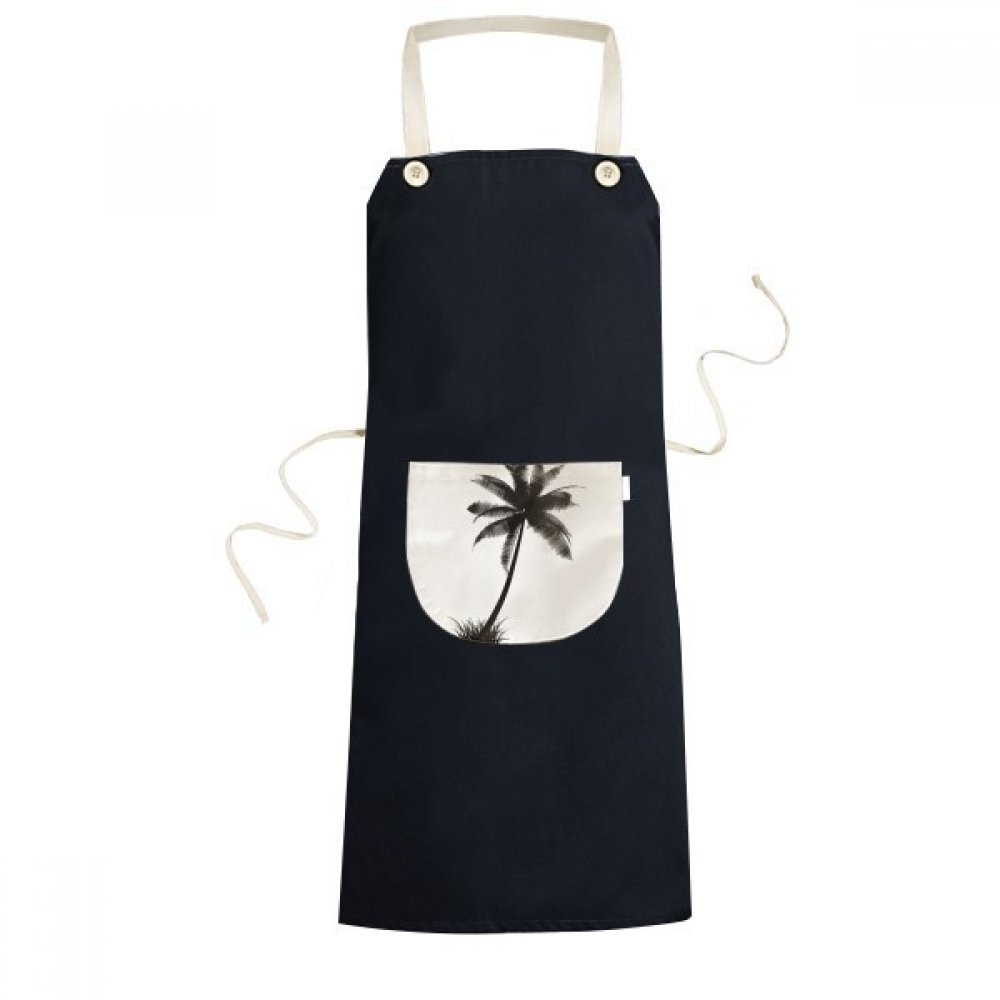 Tablier bavoir noir anti-taches à poche motif cocotier pour femmes hommes