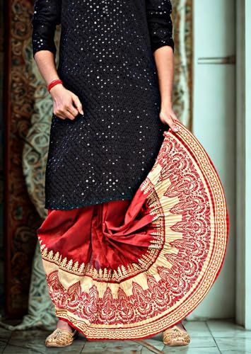 Image of Men's Ready to Wear Pant System Printed MAYUR PUCHHA Dhoti for Marriage, Pooja, Festival etc.(GC010)