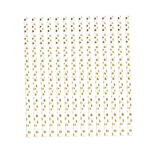 100 pitillos desechables de papel con estampado dorado miniatura 1