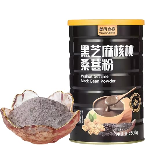 DAMAICHUHAI Black Sesame Powder,Paste,Instantly Brewed And Consumed, a Triple Grain Blend Of Black Sesame, Walnut, And Mulberry. 500g/17.6oz.