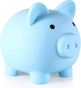 Piggy Bank, Unbreakable Plastic Money Bank, Coin Bank for Girls and Boys, Medium Size Piggy Banks, Practical Gifts for Birthday, Easter, Christmas (Blue)