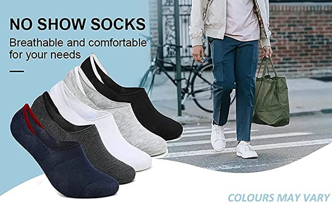 Image of Santosh Enterprises Unisex Ankle Socks No Show Socks, Loafer Sneakers Low Cut Cotton Black Grey Socks With Non Slip Grips (Free Size)