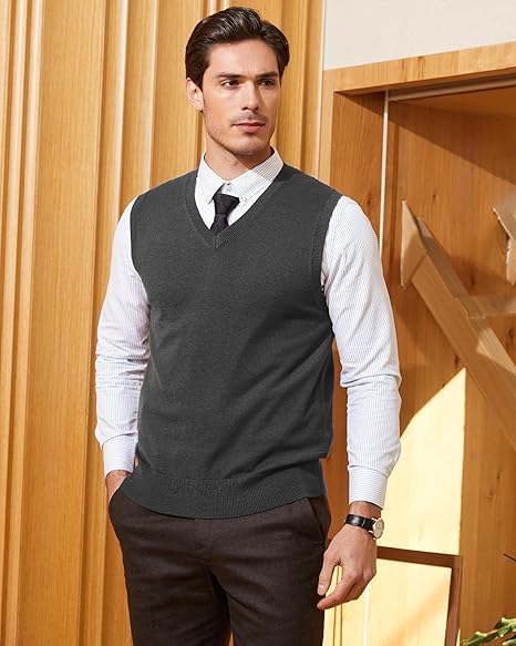 Image of URBANROCK Mens Woolen V-Neck Sleeveless Sweaters for Winter wear