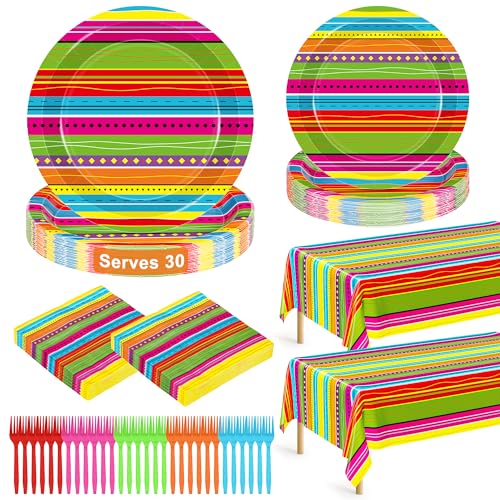 122 Pcs Day of the Dead Paper Plates and Napkins Sets 30 Mexican Tablecloth