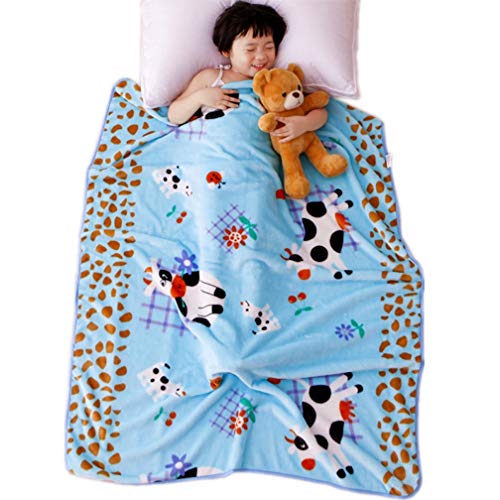 Xief Manta de bebé Unisex, Azul Suave Fluffly Manta para niños de la niña de Ducha Colcha Nursery Mantas de bebé de Dibujos Animados Regalo impresión de la Vaca 100x130cm Ligera Cover