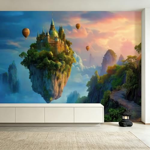 Papier peint panoramique effet 3D montgolfière grand format 200x140cm