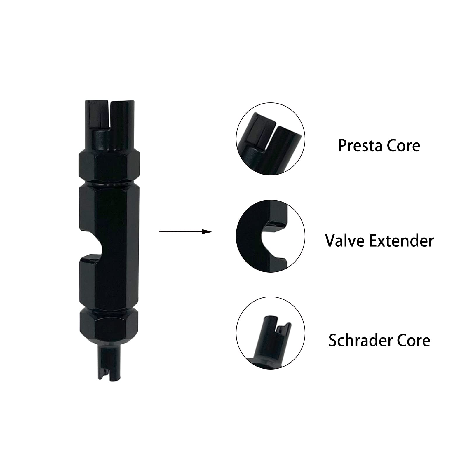 ZUFECY Bike Valve Core Remover Tool, Presta &Schrader Valve Cores For Tubeless Cycling Tires (Black)