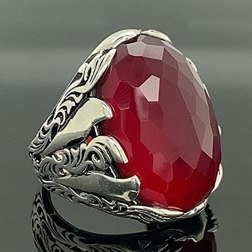 Miniatura 2 de Men Handmade Ring, Ruby Stone Ring, Red Gemstone Ring, Ottoman Style Ring, 925k Sterling Silver Ring, Gift For Him