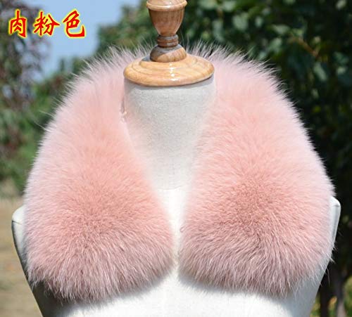 LVCOMEFF Women Real Fox Short Fur Collar Neckwear Scarf with Clamp Pink White Yellow Red Orange Navy2