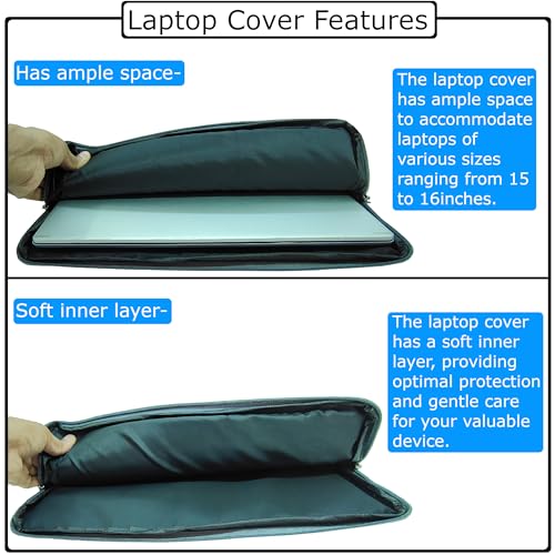 Image of Laptop Sleeve for 15.6 inch Laptop, Set of 2 Grey Fabric Sleeves (15.6)