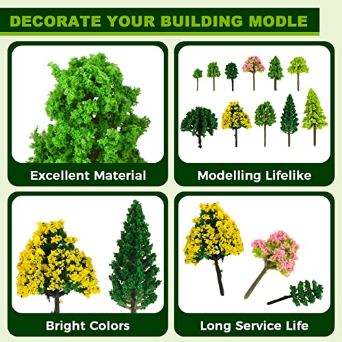 Yetaha 55PCS Mixed Model Mini Trees, 3-7.5cm/1.18-2.95inch Mini Architecutal Model Trees - Image 4