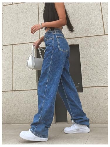 SOLY HUX Women's High Waisted Straight Leg Jeans Loose Fit Dressy Casual Denim Pants3