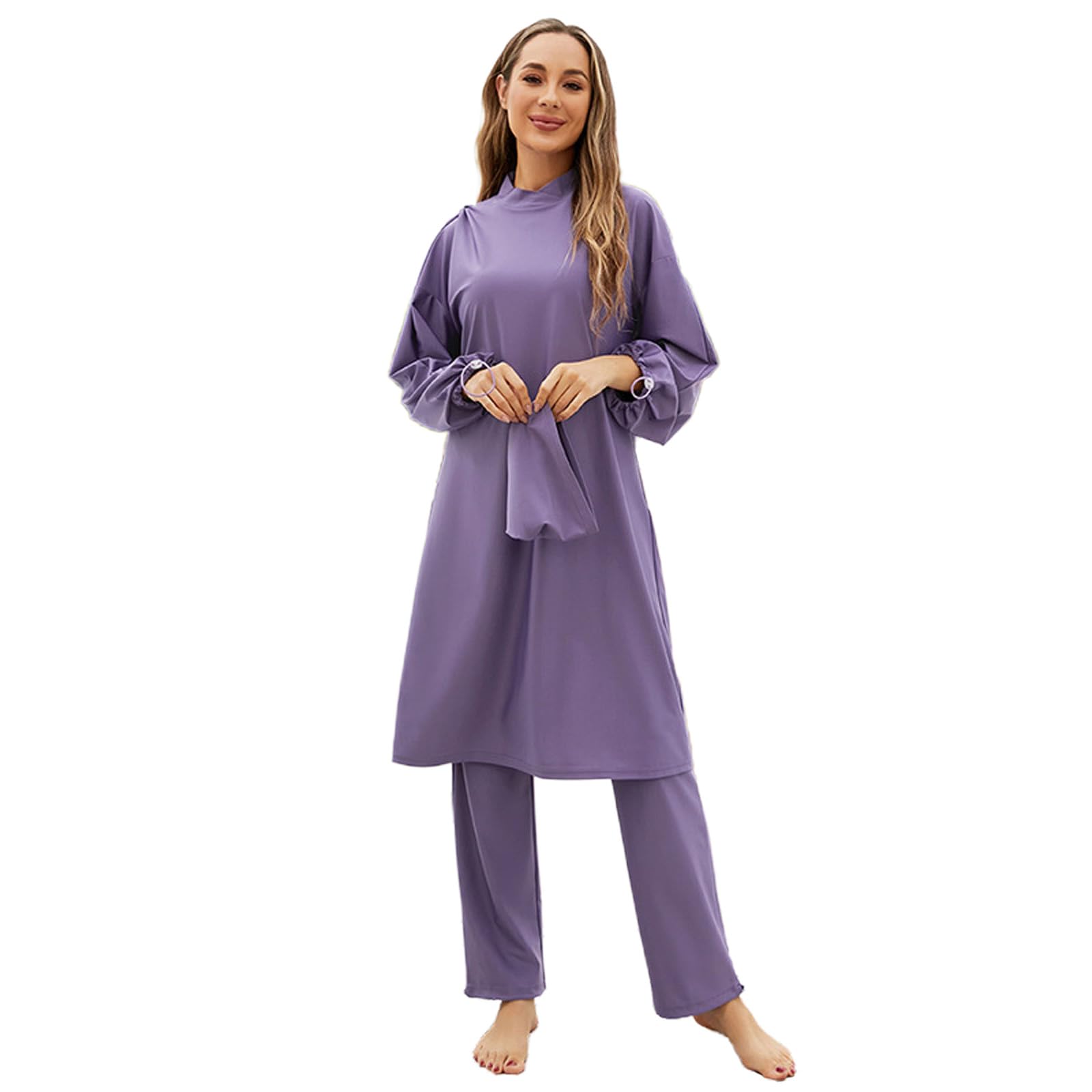 Costume da bagno da donna 3 pezzi musulmani costumi da bagno modesti bikini copertura completa costume da bagno abbigliamento da spiaggia manica lunga surf costume da bagno musulmani copertura