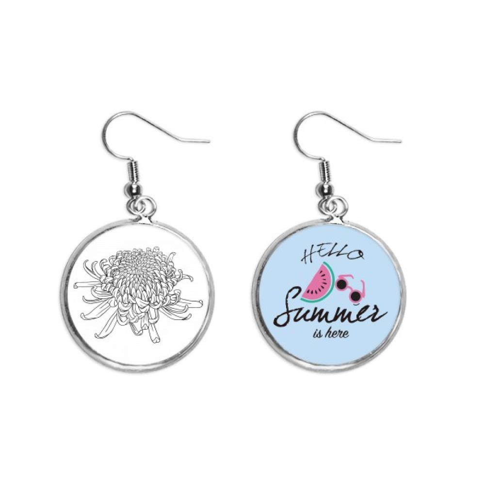 Pendientes de crisantemo silueta flor de la planta pendientes de sandía verano lóbulo 5