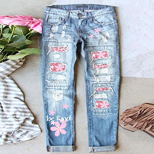 Jeans for Women Trendy Valentine's Day Jeans Printed Hole Thickened Trousers Streetwear Denim Pants2