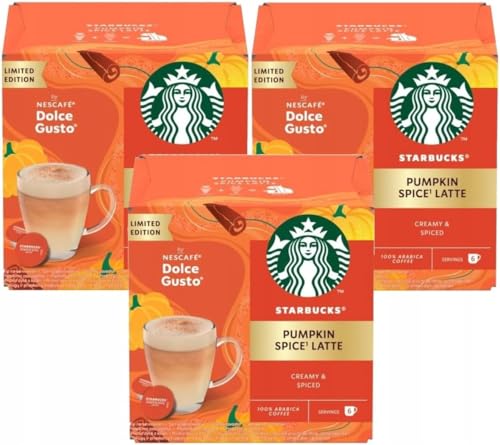 STARBUCKS Pumpkin Spice Latte by NESCAFÉ Dolce Gusto Coffee Pods x12 (Pack of 3 Total 36 Capsules) Dark Roast | Sold by Bargain Hub