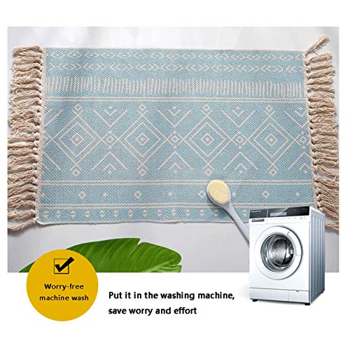 Tathagata Etnische stijl katoen en linnen wandtapijt Home Decor vloermatten Retro Plain wandtapijten handgemaakt tapijt slaapkamer nachtkastjes vloermatten (kleur: B, grootte: 60 * 150cm) - Image 6