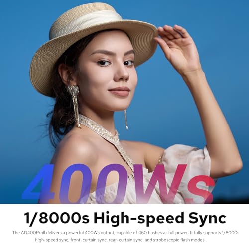 Image of Godox AD400PROII Profession Studio Flash Light with Godox&Bowens Mount GN72 400Ws 2.4G TTL HHS 1 /8000S 5600K±200K 21.6V /2600mAh 0.01-1s Recycle Time 30W Modeling lamp for Portrait /Product Photography