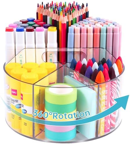 Suporte de caneta de acrílico grande para mesa, 6 compartimentos,...