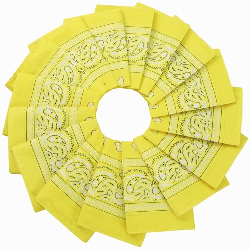 16pcs Bandanas Multi-Purpose Party Outdoor Favor Scarf Headband Handkerchiefs for Unisex Women Men Boy Girls, Yellow